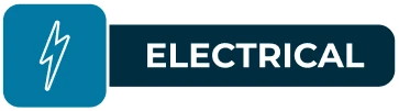 Blue rectangular icon with a white lightning bolt on the left and the word "ELECTRICAL" on the right.